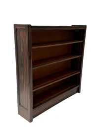 Art Deco Open Bookcase, Macassar Ebony with Oak Shelves, 1920s Design